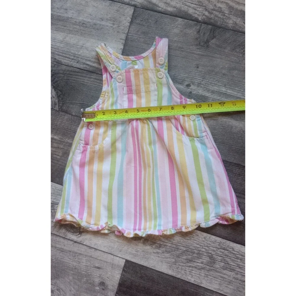 Gymboree Girls 12 - 18 Month 100% Cotton Pastel Rainbow Striped Overall Dress